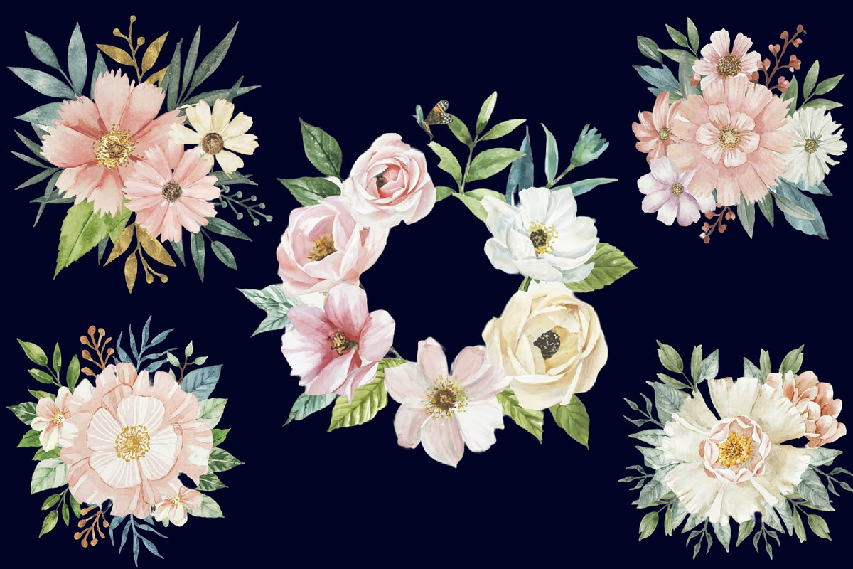 Watercolor Boho Floral Clipart, an Illustration by CreationArt (Photo 2 of 7)