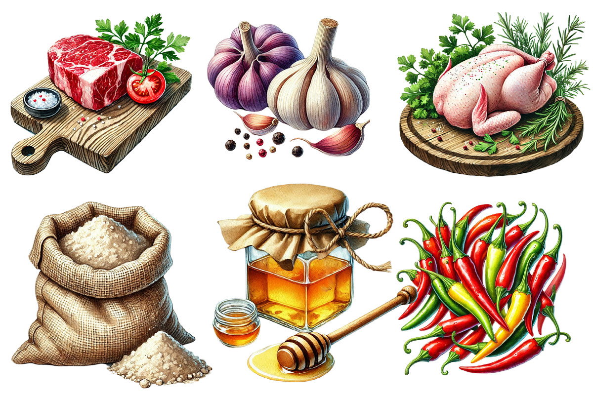 Cooking Ingredients  Clipart Bundle, an Illustration by Designworld (Photo 2 of 9)