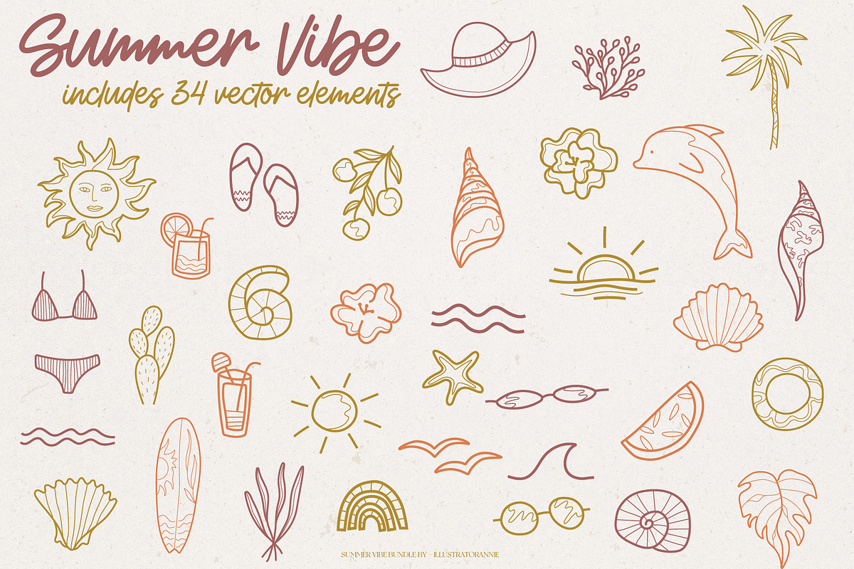 Summer Vibe Vector Graphic Elements, an Object Graphic by IllustratorAnnie (Photo 3 of 5)