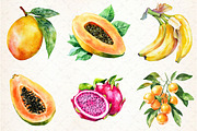 Watercolor Tropical Fruit Clipart, an Illustration by Libby Wishes (Thumbnail 2 of 5)