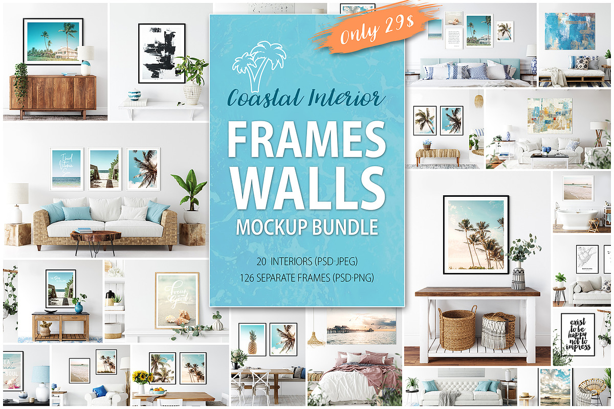 Frames&Walls Coastal Mockups Bundle, a Household Mockup by Yuri-U (Photo 1 of 30)
