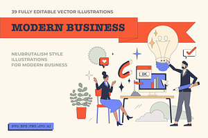 Neubrutalism Business Illustrations, a Work Illustration by VectorMine