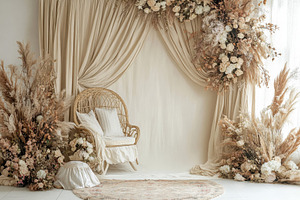 Boho chic cream color arch backdrop, a Photo by Pavel_design