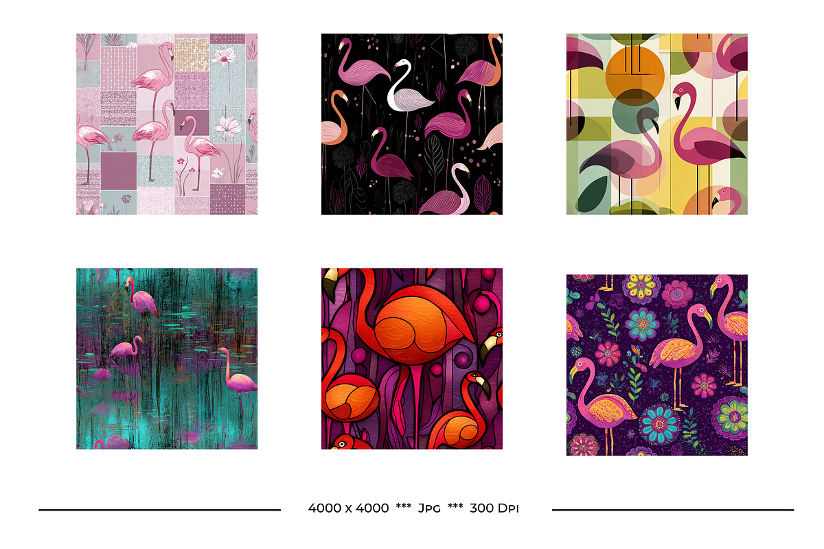 Flamingo Retro Art Style Patterns, a Pattern Graphic by karenfoleyphoto (Photo 6 of 8)