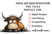 Whimsical Highland Cow Clipart, an Illustration by OK Design (Thumbnail 4 of 6)