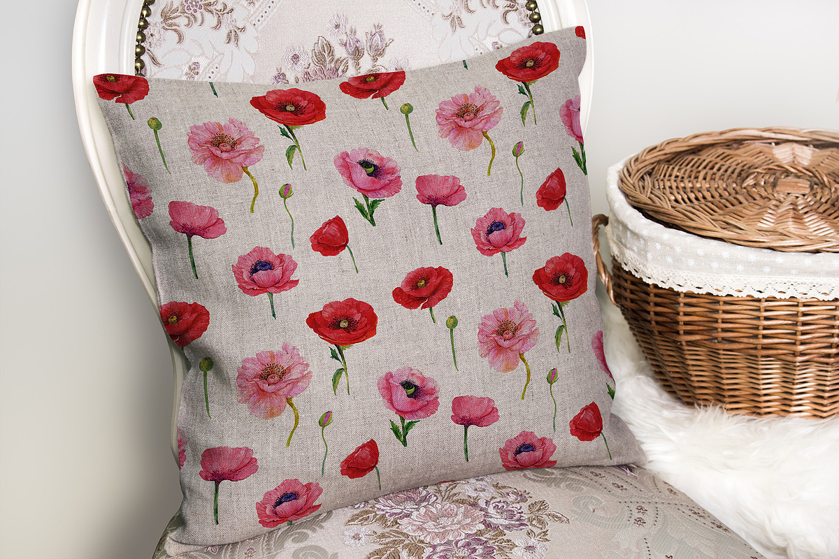 Poppies Flowers, Seamless patterns, a Wallpaper Graphic by NickMitrushov (Photo 7 of 11)