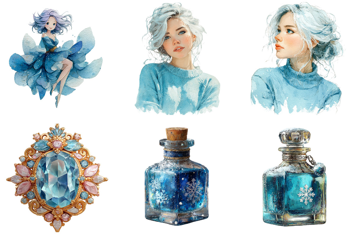 Frosty Blue Winter Clipart, an Illustration by DreamArtGraphic (Photo 3 of 4)