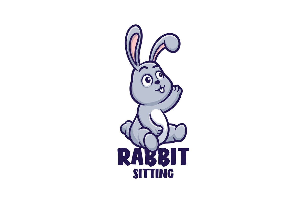 Sitting Rabbit Cartoon Logo, a Branding & Logo Template by Gumrega Studio