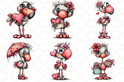Whimsical Valentine Flamingo Clipart, an Illustration by Black Bird Studio (Thumbnail 4 of 6)
