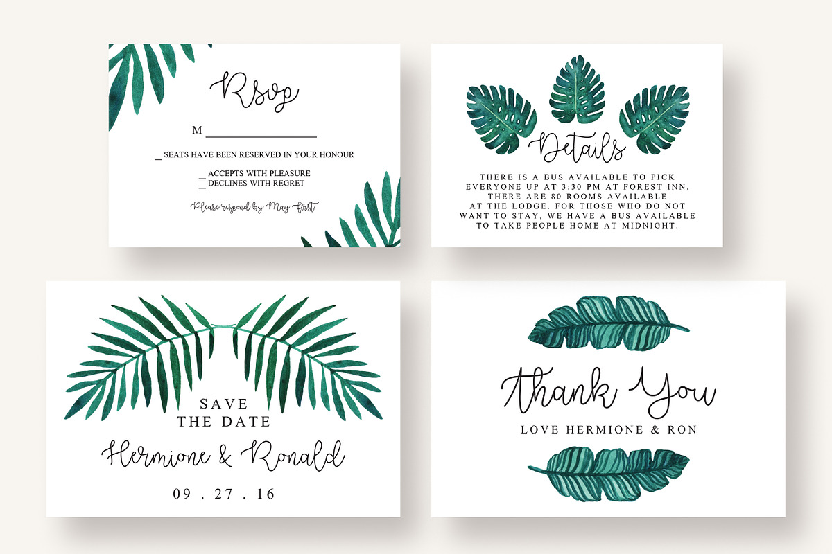 Tropical Leaves Invitation Suite, an Invitation Template by Knotted Design (Photo 5 of 6)