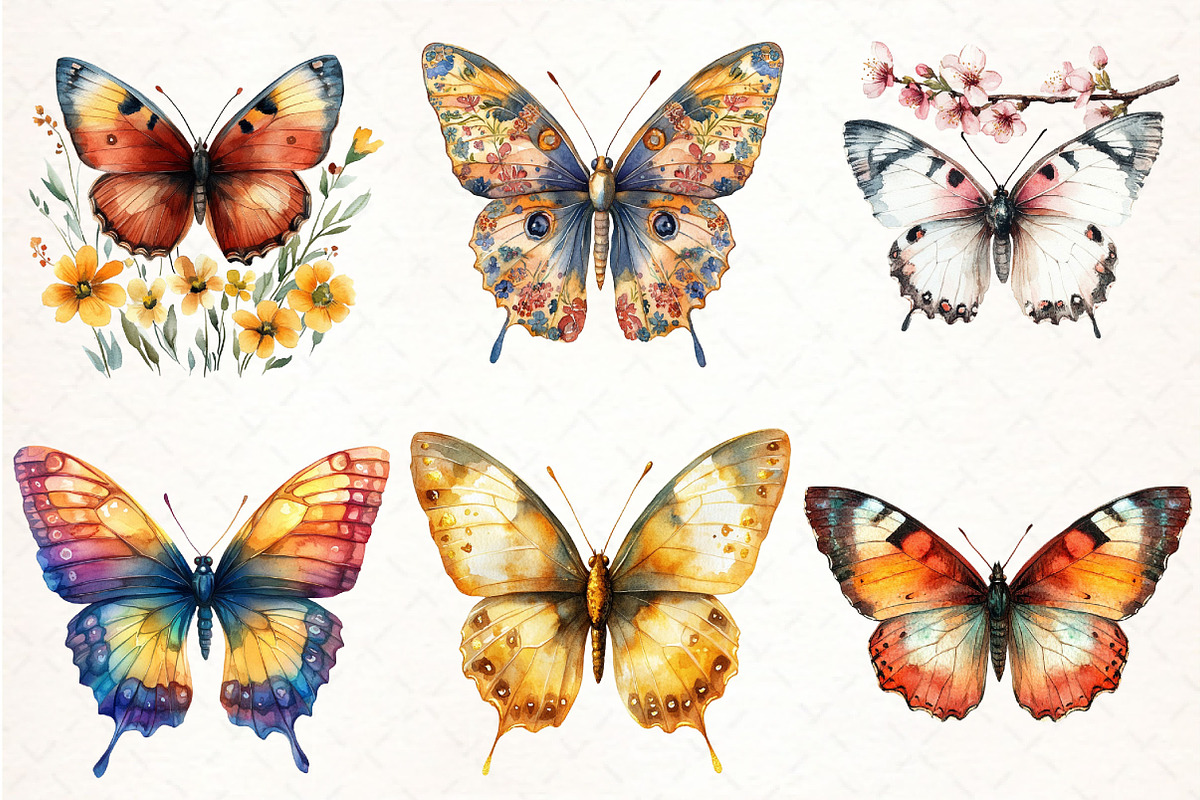 Floral Butterfly Png Bundle, an Illustration by Pixels.Craft (Photo 2 of 7)