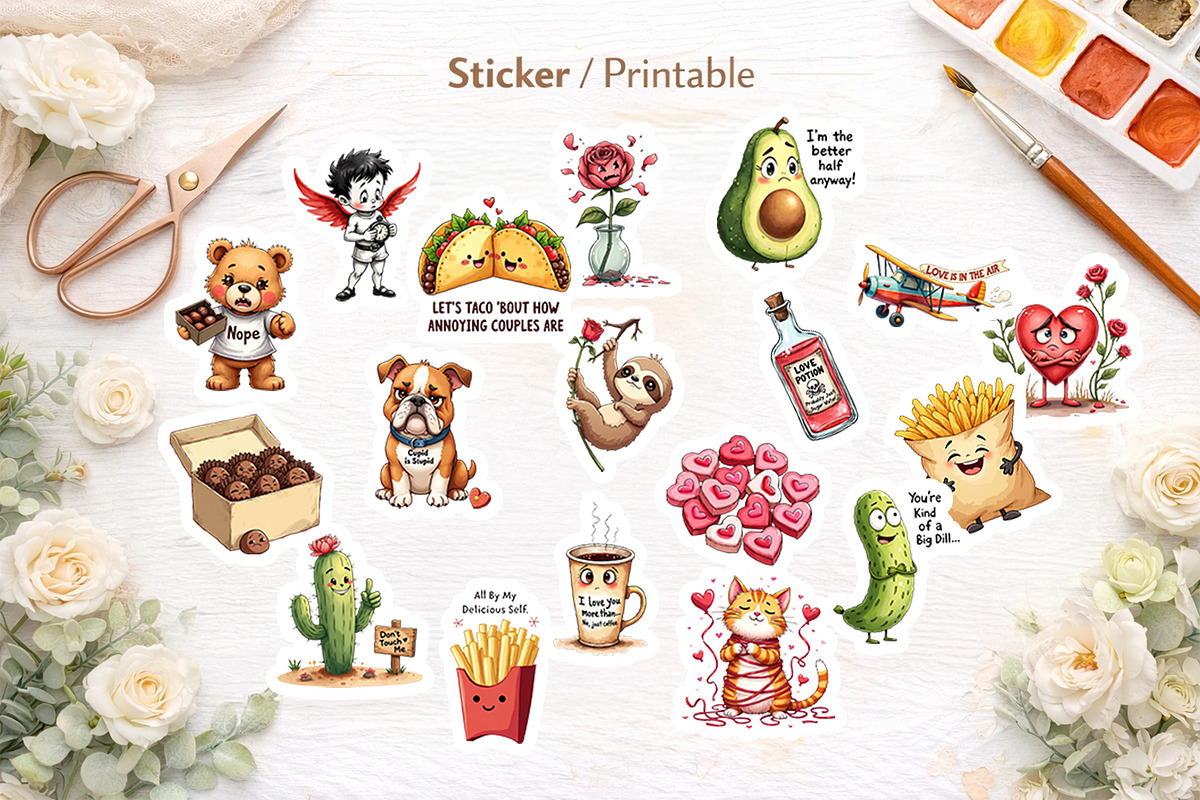 Sarcastic Valentine Watercolor PNG, an Illustration by Artnoy (Photo 7 of 8)