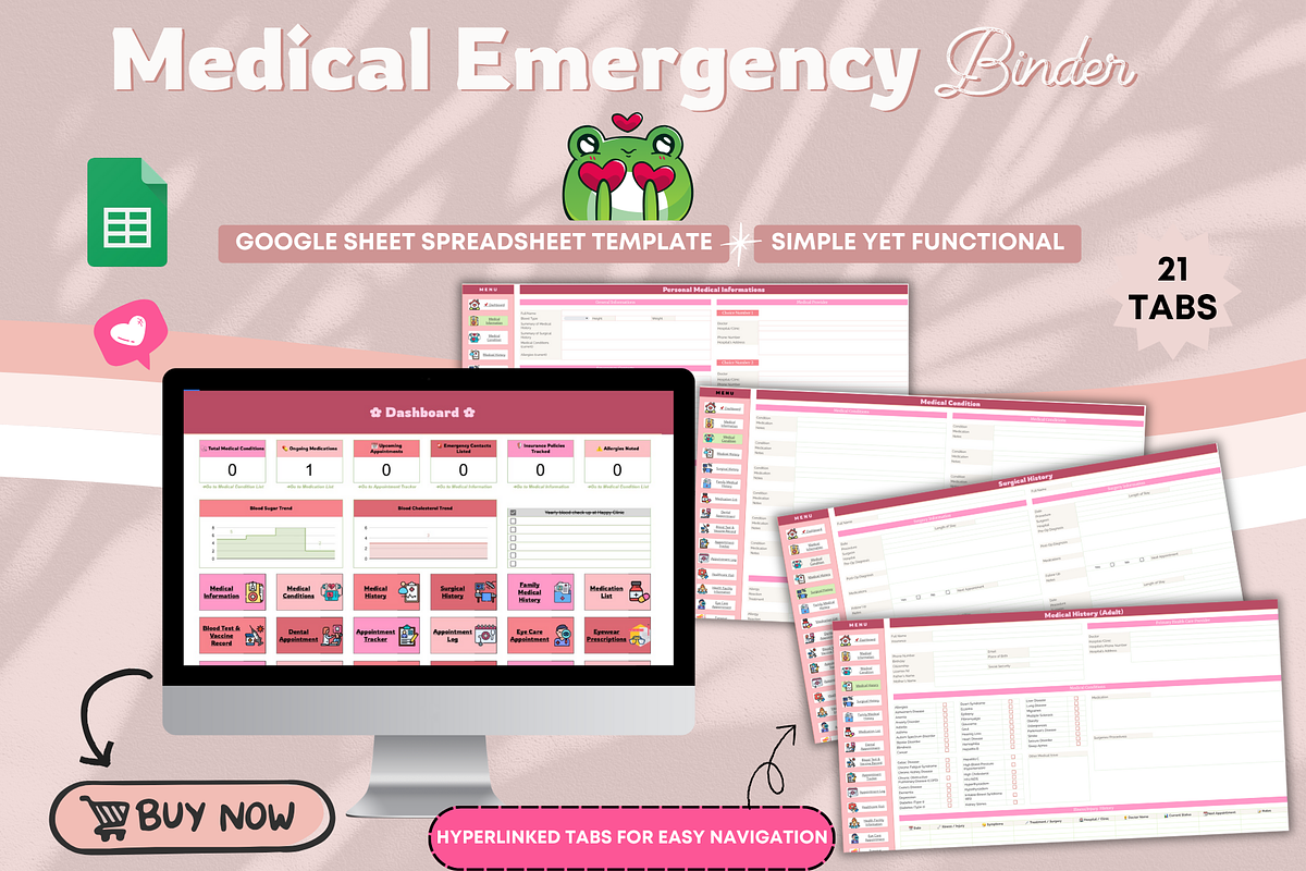 Medical Emergency Binder Spreadsheet, a Templates & Theme by bellaROSEworkshop (Photo 6 of 6)