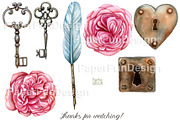 Vintage watercolor clipart, an Illustration by Mary (Thumbnail 3 of 3)