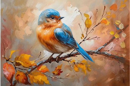 Colorful painting of a bird on a, an Animal Illustration by Ylivdesign
