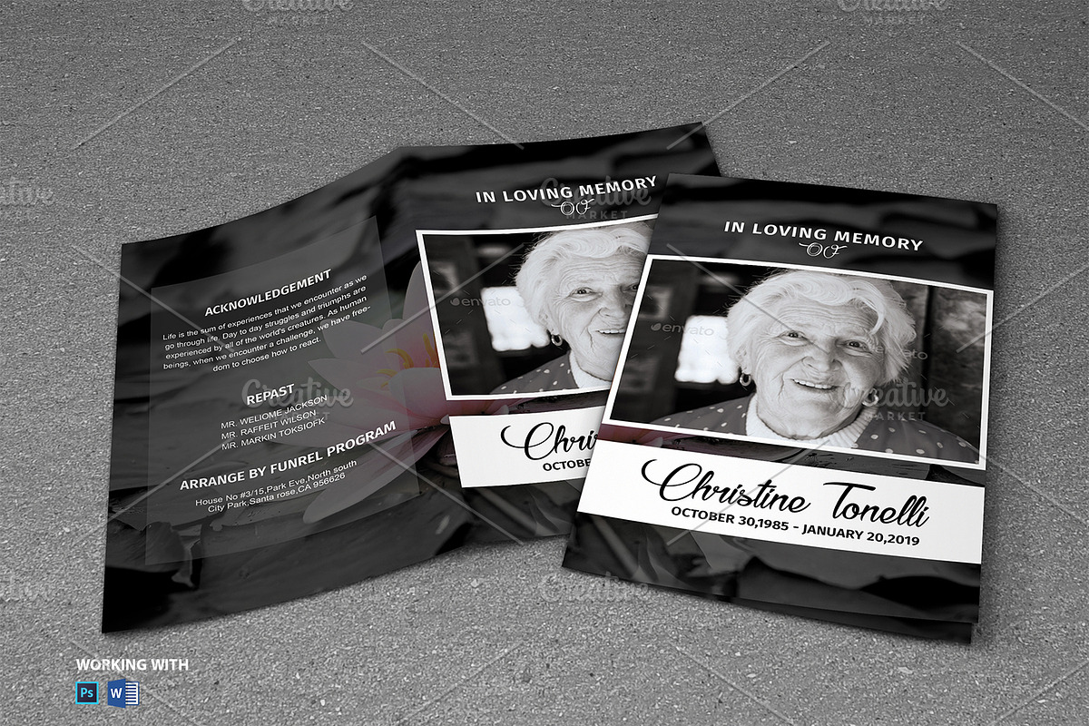 Funeral Program Template Black White, a Brochure Template by Madhabi Studio (Photo 1 of 5)