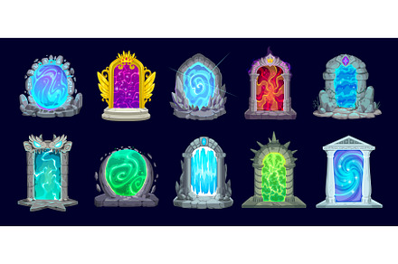Fantasy magic portal doors, a Decorative Illustration by Vector Tradition