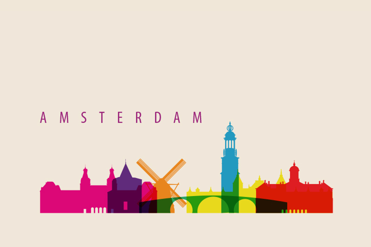 Amsterdam City Skyline Landmarks, an Illustration by IB
