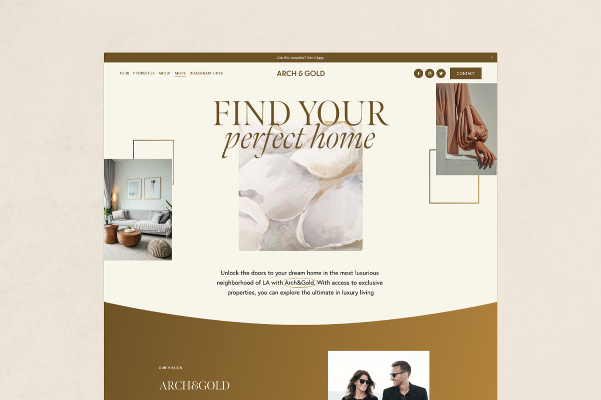 Squarespace Template: Arch&Gold, a Squarespace Template by Applet Studio (Photo 3 of 6)