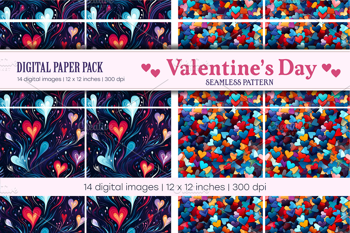 Seamless patterns for Valentines Day, a Texture Illustration by KENO Mascots (Photo 4 of 8)