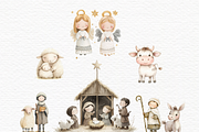 Nativity scene, watercolor clipart, a Seasonal Illustration by Invite to Clipart (Thumbnail 4 of 5)