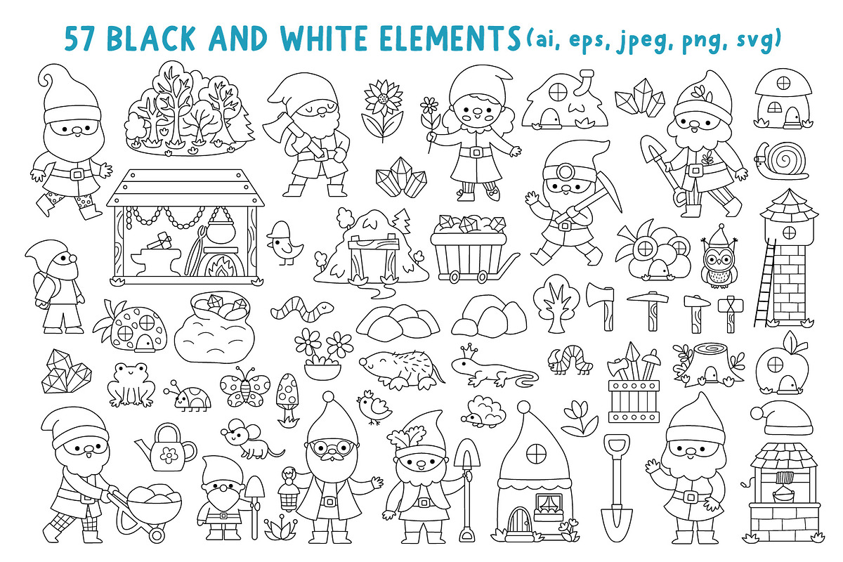 Funny dwarfs clipart and designs, an Object Graphic by Lexi Claus (Photo 3 of 9)