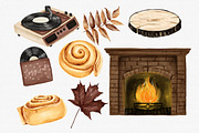Watercolor Cozy Fall, Autumn Clipart, a Seasonal Illustration by MiracleArtAndDesign (Thumbnail 2 of 4)