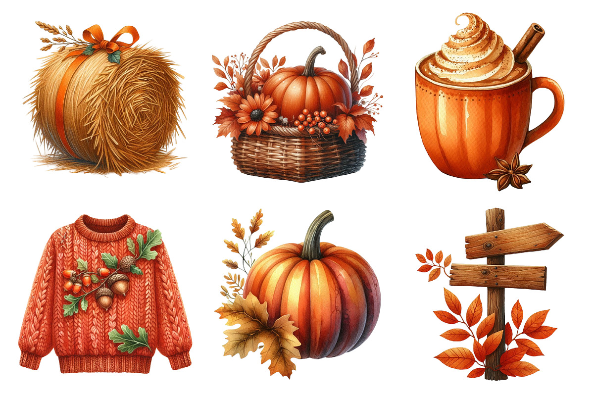 Burnt Orange Autumn Clipart, an Illustration by Daily.Designs (Photo 2 of 5)