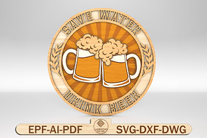 Multilayer Save Water Drink Beer SVG, a Pattern Graphic by Lasercutiny