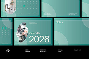 Minimal Green Calendar, a Stationery Template by Neermana
