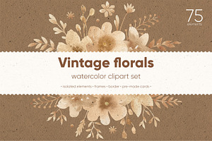 Vintage florals. Watercolor kit., an Invitation Template by Anastasia Koba