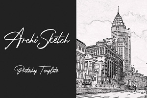 ArchiSketch Photoshop Template, a Layer Style Add-On by 3d_model_tifotizi