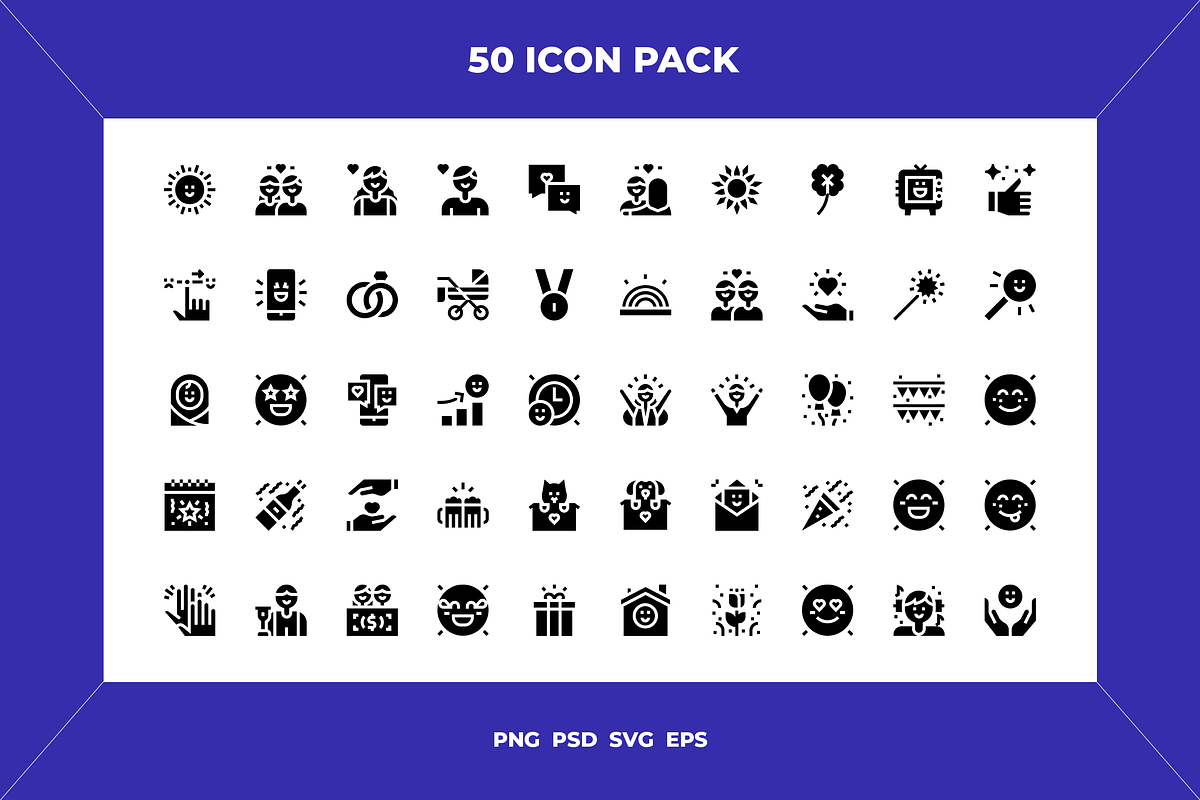 Happiness icons, an Outline Icon by Wencory (Photo 1 of 2)