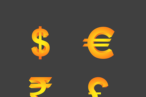 Vector Currency Symbols In 3D