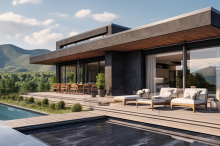 Luxurious villa in the mountains with panoramic views, an Abstract Photo by Natalia Klenova's Shop
