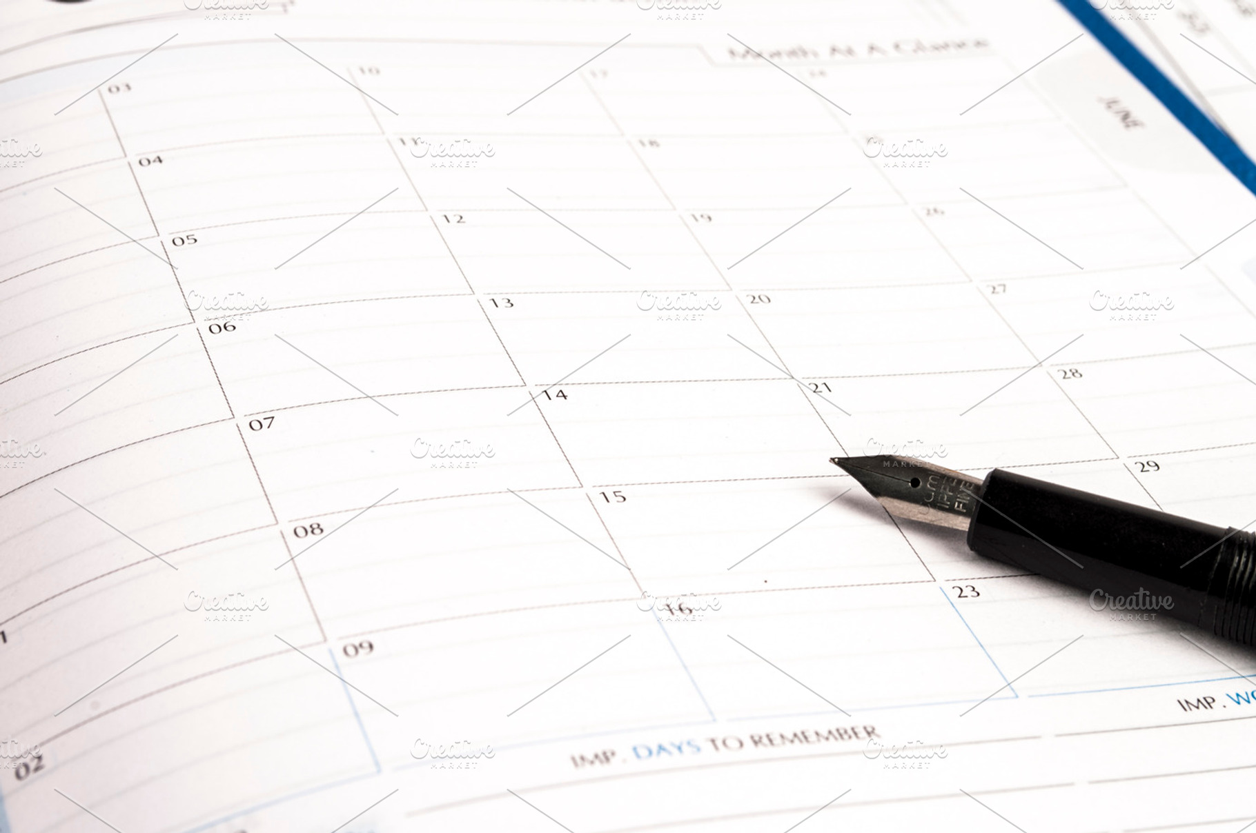 Pen isolated on calender