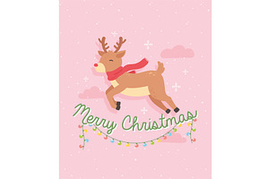 merry christmas cute deer, an Illustration by studiogstock