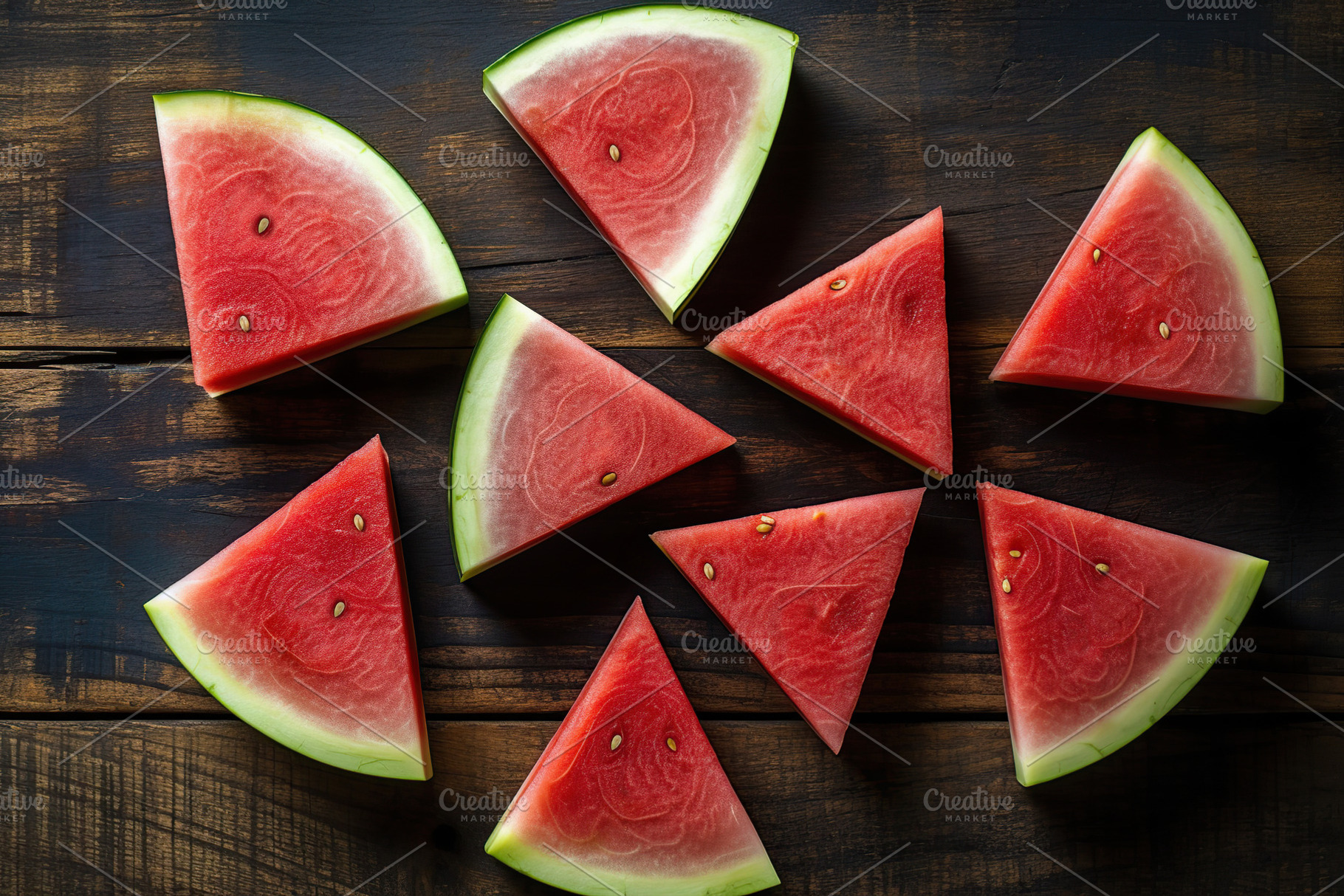 Sliced watermelon on wooden background. Generative AI, a Photo by AlyaAnd