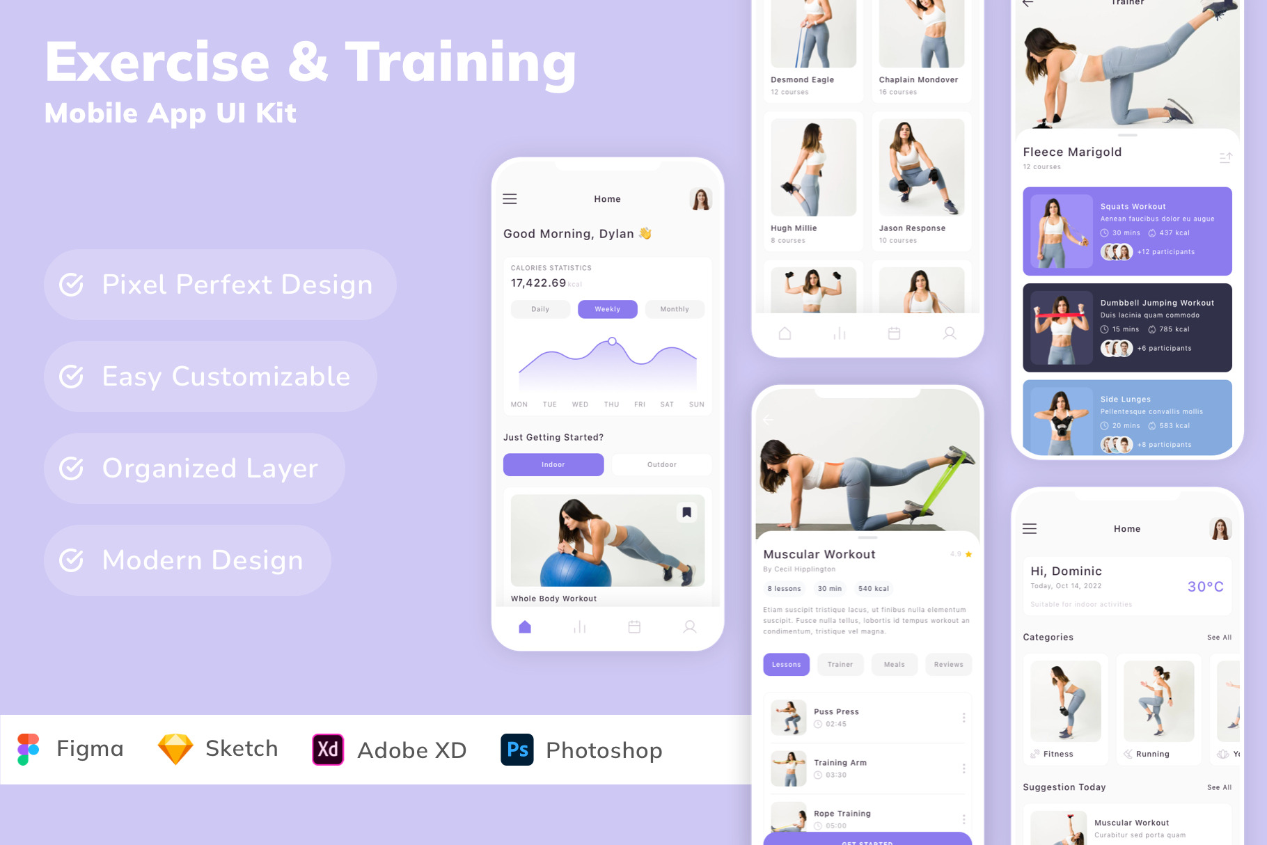 Exercise Training Mobile App UI Kit, an UI Kit Template by Betush