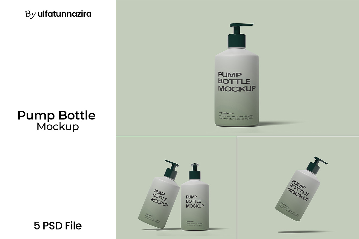 Pump Bottle Mockup, a Packaging Mockup by ulfatunnazira (Photo 1 of 6)