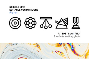 50 Physics Icons, an Outline Icon by Side Project