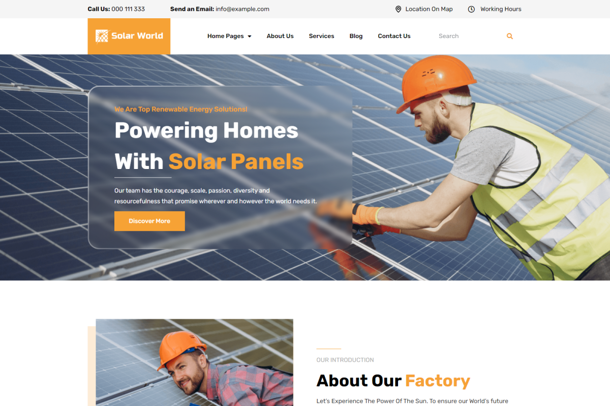 Solar World Elementor Kit, a WordPress Template by Techeshta Solutions