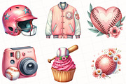 Retro Girly Baseball Clipart, an Illustration by OK Design (Thumbnail 3 of 5)