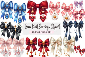 Watercolor Bow Knot Earrings Clipart, a Seasonal Illustration by DreamArtGraphic