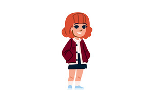 Smiling schoolgirl with hands in, a Person Illustration by pikepicture