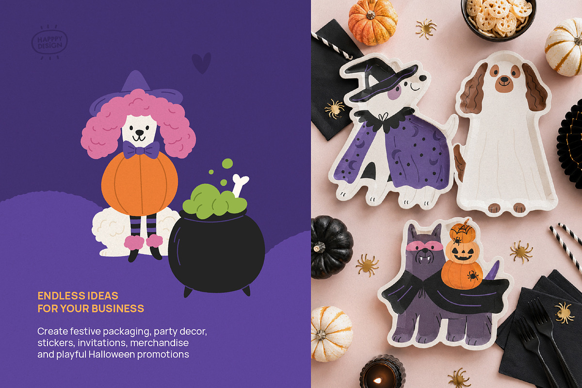 Spooky Dogs Halloween Illustrations, a Seasonal Illustration by happpydesign (Photo 4 of 9)