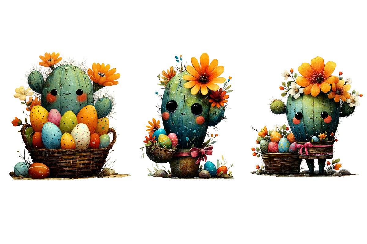 Whimsical Easter Cactus Clipart, an Illustration by Designworld (Photo 7 of 7)