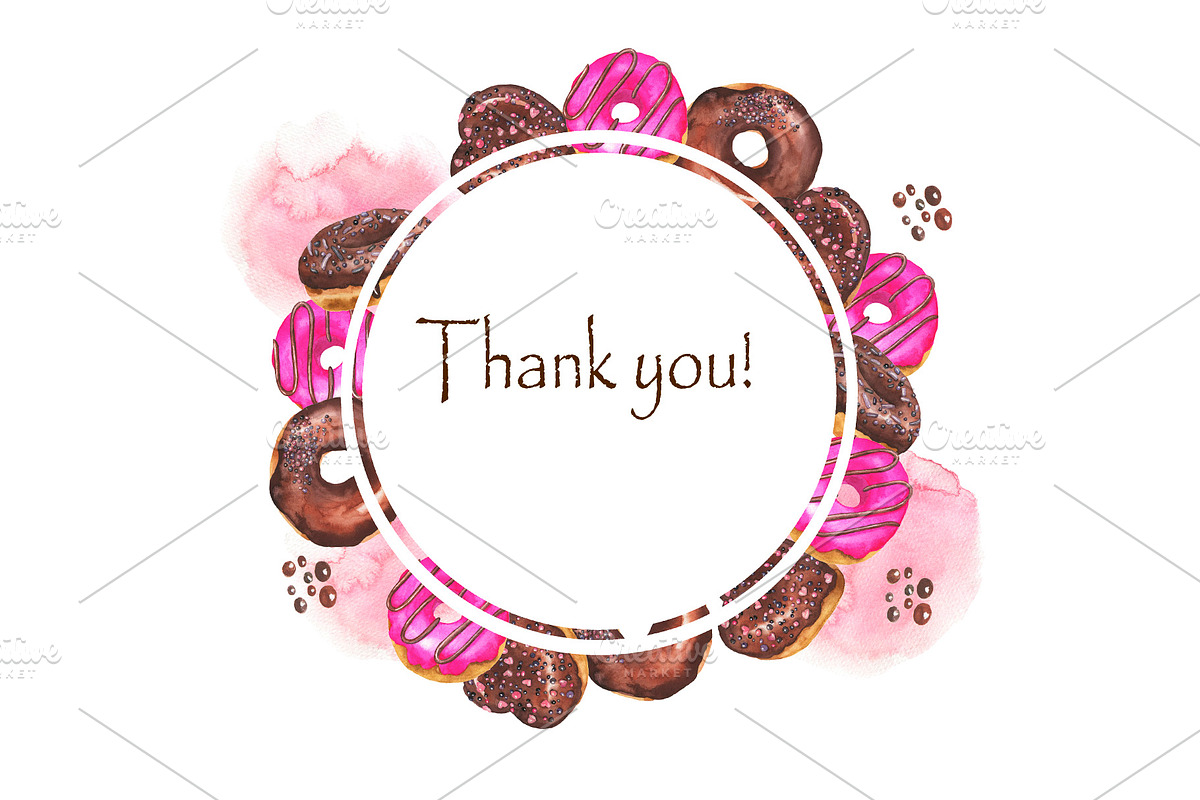 Watercolor donut set, a Food Illustration by Watercolor & sketches (Photo 7 of 7)