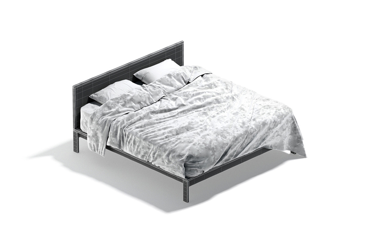 Brown Wooden Double Bed 3D Model, an Object 3D Model by rebrandy (Photo 10 of 10)