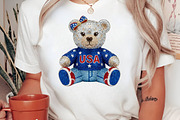 USA Teddy Bear 4th of July PNG, an Illustration by CreationArt (Thumbnail 3 of 5)
